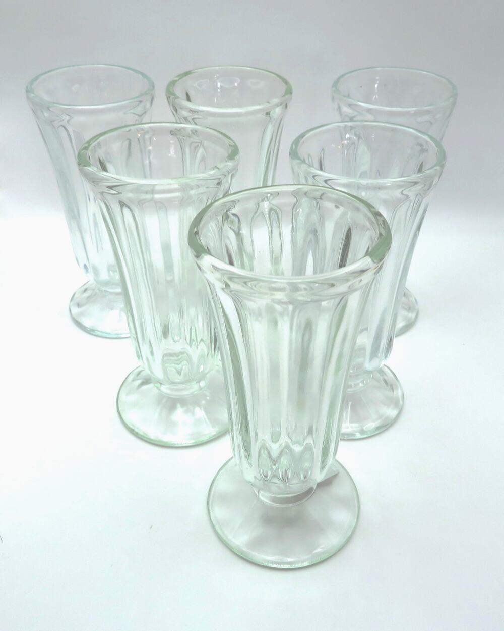 Vintage Footed Juice Glasses Clear Parfait Dessert Goblets Mid Century